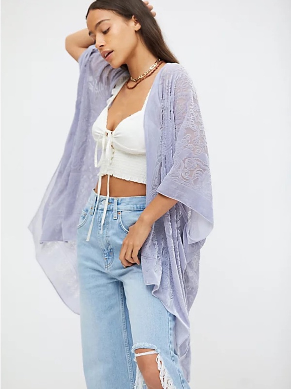 Nola Burnout Velvet Robe - Lilac, Lavender *NWOT*